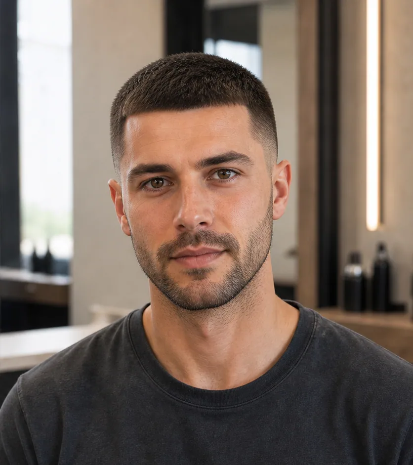 Crew Cut try-on preview after applying the hairstyle