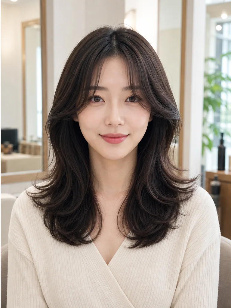 Korean Hairstyle try-on preview after applying the hairstyle